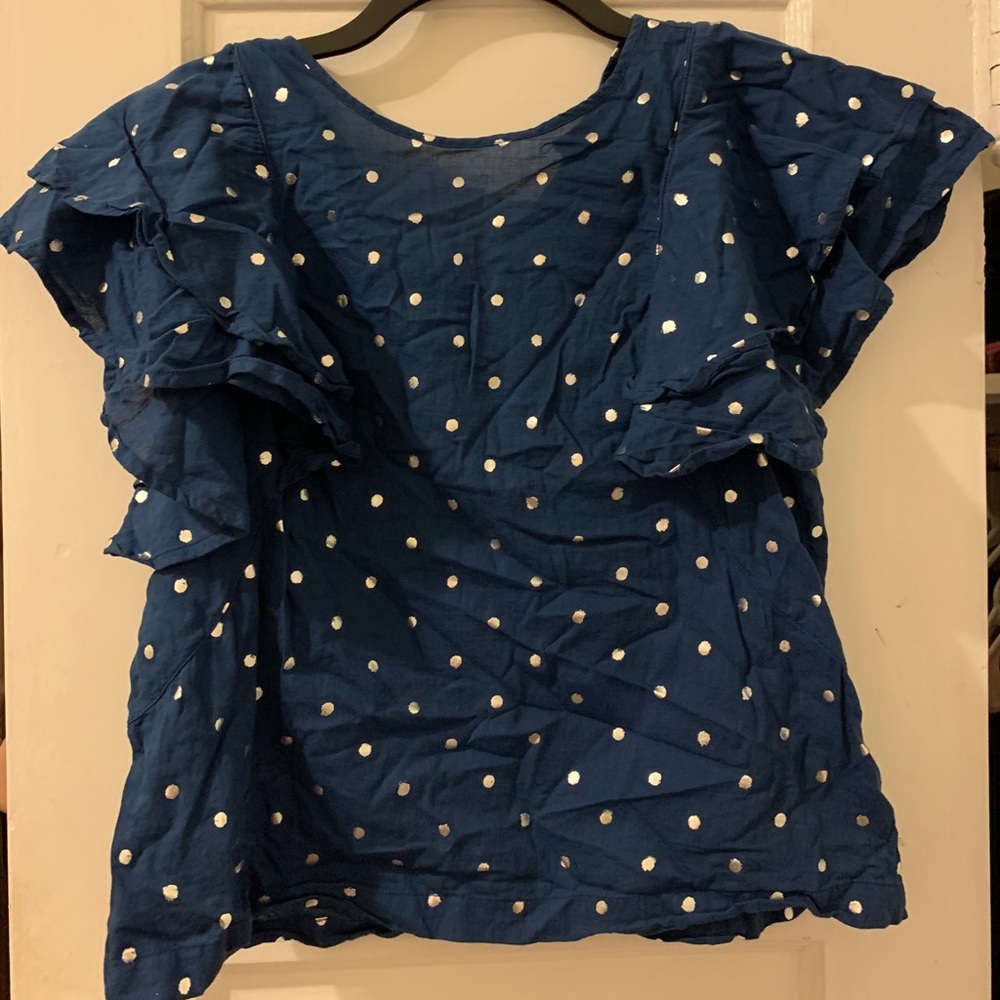 J.Crew Navy Polka Dot Blouse